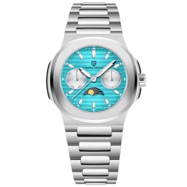 Imagem de Relógio feminino Pagani Design, aço inoxidável, resistente à água de 50 metros, quartzo, relógio feminino de luxo, luminoso multifuncional, fase da lua, exibição automática de data, relógio de dia da