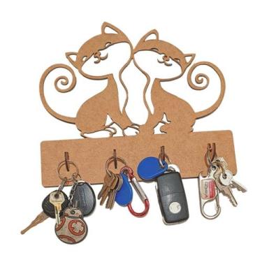Imagem de Porta Chaves Chaveiro Parede Gatos - LENOBRE