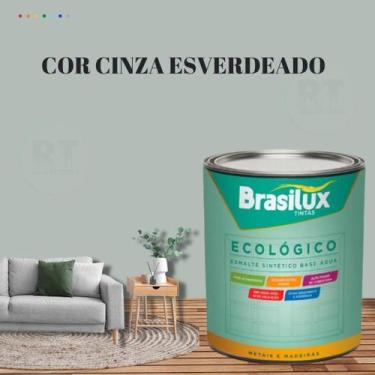 Imagem de Esmalte Sintético Brasilux Base Água Ecologico Cor Cinza 800ML Brilhan