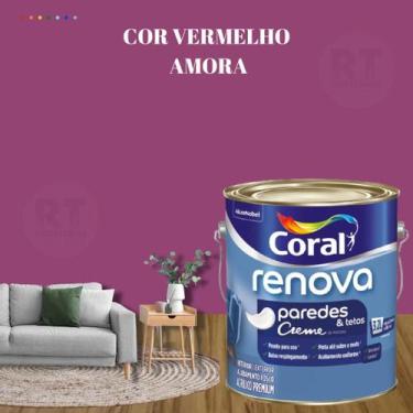 Imagem de Tinta Para Parede Acrílica Coral Renova Cor Vermelho 3,2l Lavável Prem