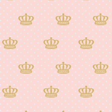 Imagem de Papel Parede Rosa Claro E Coroa Adesivo Lavavel Sala Quarto - LRP