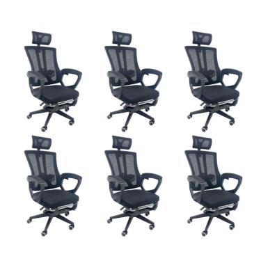 Imagem de Kit 6 Cadeiras de Escritório Presidente Executiva Oficial Paris Preto