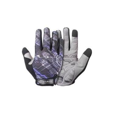Imagem de Luva Bike Poker Antishock Dedo Longo Motion Preto Marrom Azul, M
