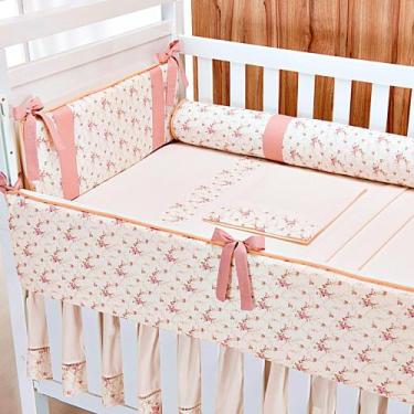 Imagem de Kit Berço Americano 6 Peças Contemporâneo Floral Rosê - Loja Baby