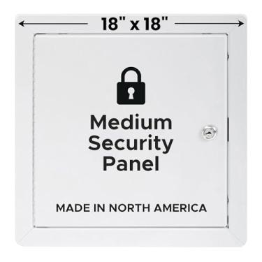 Imagem de Melhor painel de acesso de segurança médio de 45,72 cm x 45,72 cm, porta de acesso calibre 14 com cantos arredondados e flange exposta de 2,5 cm, trava cilíndrica operada por chave, dobradiça de piano