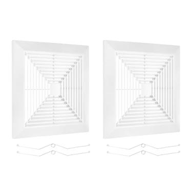 Imagem de PATIKIL Capa para exaustor de banheiro de 35 x 35 cm, 2 peças de grades de ventilador de plástico capa de ventilação de ar condicionado com molas para ventiladores quadrados de teto ou exaustor em