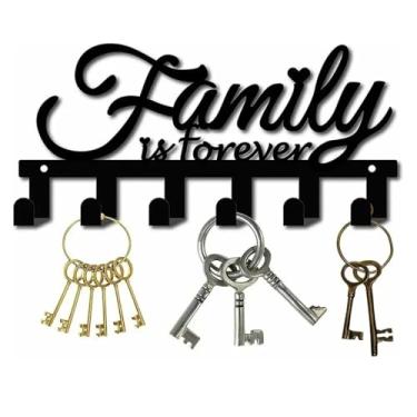 Imagem de YAYAOVP-24927 Cabide de parede rústico vintage porta-chaves de ferro fundido com 6 ganchos, gancho de parede e arte de metal para sala de estar e decoração de casa, ganchos de parede para chapéus