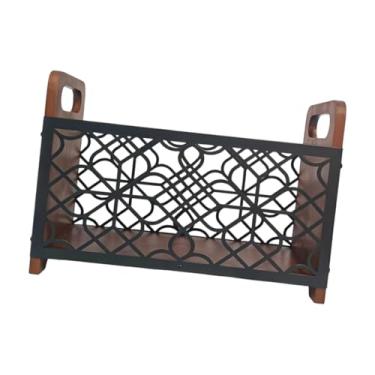 Imagem de IEUDNS Porta-revistas de madeira, organizador de correspondência, porta-revistas versátil, cesta de armazenamento de arquivos para envelopes, papéis, Geometria