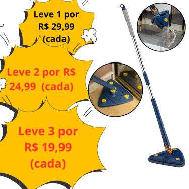 Imagem de Leve Mais por Menos Rodo Mop Triangular Lava e Seca Limpeza Rápida - Kit Promocional FST023