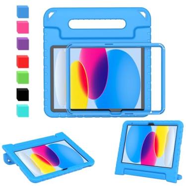 Imagem de AVAWO Capa infantil para iPad (A16) 11ª geração 2025, iPad 10ª geração de 10,9 polegadas 2022 com protetor de tela integrado, durável, à prova de choque, leve, com alça para i Pad 11/10, azul claro