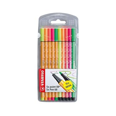 Imagem de Caneta hidr Fine Point 8868/10-1 cores neon 10 unid Stabilo