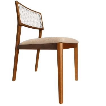 Imagem de Cadeira élise Madeira Maciça Linho Ou Boucle 2 Peças - Élpis Móveis Boucle Bege Nogueira