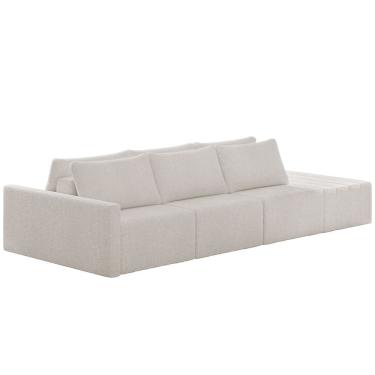 Imagem de Sofá Ilha Modular Para Sala 342cm com Puff Dublin K01 Bouclê Creme - Lyam Decor