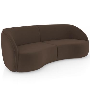 Imagem de Sofá 4 Lugares Para Sala Living Orgânico 288cm Eron M03 Veludo Marrom - Lyam Decor