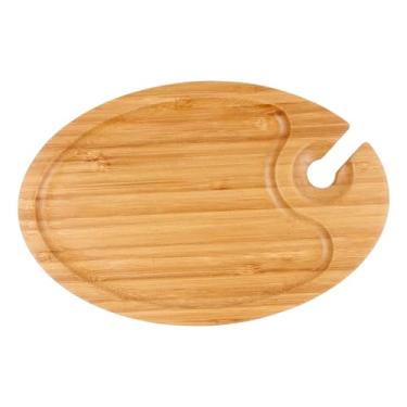 Imagem de Generic Prato de aperitivos de vinho, tábua de queijos com suporte de copo, bandeja para lanches, bandejas de café da manhã, enfeite de madeira, prato de, 1 Pedaço