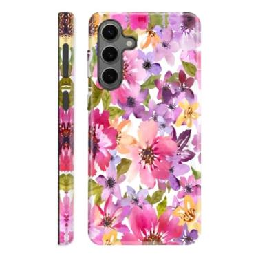 Imagem de Capa compatível com Samsung Galaxy S25 FE 5G, capa para Samsung Galaxy S25 FE camada dupla proteção contra quedas de corpo inteiro, flores em aquarela