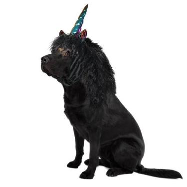 Imagem de Peruca preta para animais de estimação Onmygogo Dog Unicorn, fantasia 