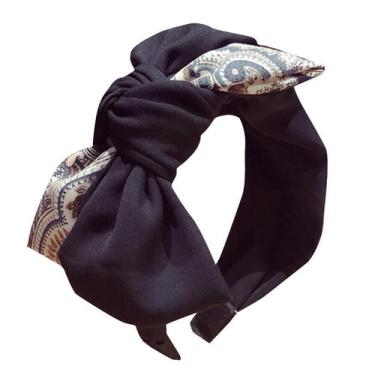 Imagem de Bandana feminina Hairband Bow Knot Cross Tie Velvet Hair Band Acessóri