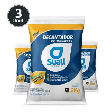 Imagem de kit 3 unid Sulfato de alumínio para piscina Suall 2kg