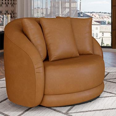 Imagem de Poltrona Decorativa Base Giratória Galáxia com Almofadas PU Caramelo G45 - Gran Belo