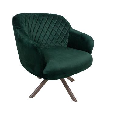 Imagem de Poltrona Decorativa Kitana Pés Champagne Giratório Veludo Verde - Gran Belo