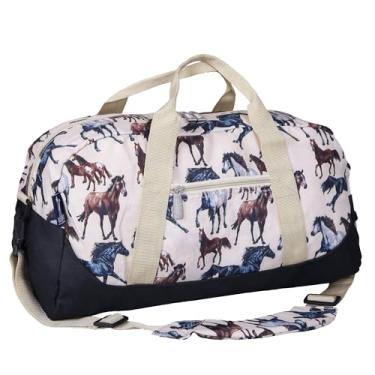 Imagem de Wildkin Bolsa esportiva infantil para meninas – tamanho de mão, ideal para escola e festas do pijama, Horse Dreams, Overnight Duffel, Horse Dreams