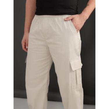 Imagem de Calça Cargo Masculina Sarja Streetwear Larga Skate com Elastico-Masculino