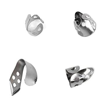 Imagem de RiToEasysports Conjunto de Palheta de Dedo para Guitarra de Aço Inoxidável Premium, Aparência Brilhante, Resistente à Ferrugem, para Tocar Guitarra [tamanho padrão] [iniciantes] (Prata)