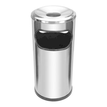 Imagem de Cinzeiro Lixeira Em Aço Inox Com Aro Em Aluminio 22L
