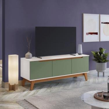 Imagem de Rack Kappesberg 3 Portas Branco/verde 136cm