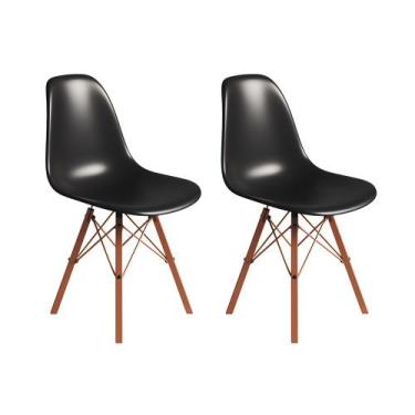 Imagem de Conjunto 2 Cadeiras Eames Tubo Ferro Cobre Assento Preto - CASA PRIME
