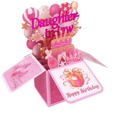 Imagem de Cartão Pop-Up de Aniversário para Nora, Balões Coloridos 3D e Fogos Artifício Cartão Pop-Up Feliz Aniversário com Envelope Caixa Criativa Presente e Decoração Festa Mãe do Sogro