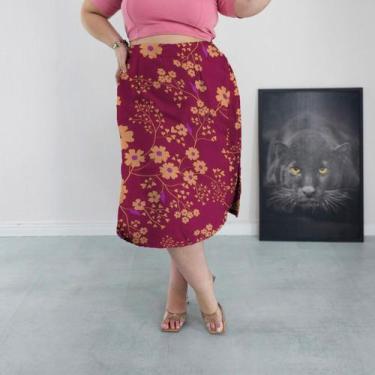 Imagem de Saia Midi Cintura Alta com Bolsos e Aberturas Laterais Forrada Diversa