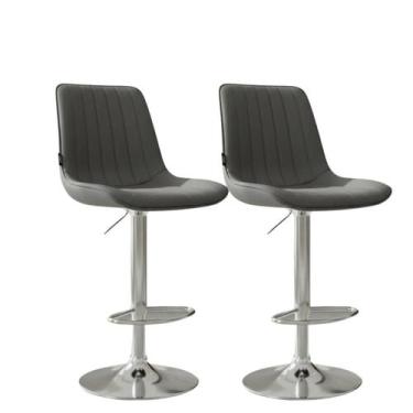 Imagem de Kit 2 Banqueta Bar Concha Ajustável em material ecológico Design Moder