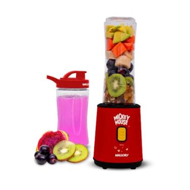 Imagem de Liquidificador Individual Mallory Mickey Mouse - 2 Copos: 400ml e 600 ml, 300W de potência, Pés antiderrapantes, Comprimento do cabo de 122cm - 127V