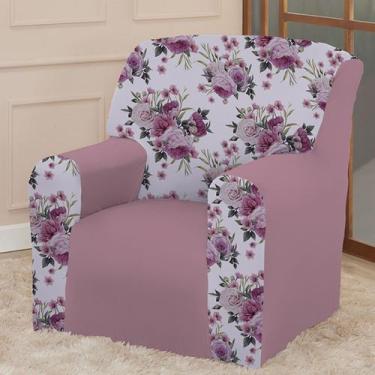 Imagem de Capa para Poltrona Coladinha Mista Floral Estampada Decoração Sala Qua
