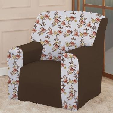 Imagem de Capa para Poltrona Coladinha Mista Floral Estampada Decoração Sala Qua