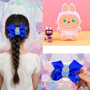 Imagem de Kit Bolsa Silicone Fofa + Laço de cabelo 3D bico de pato Bolsinha Labubu porta moedas Acessórios para crianças Presente