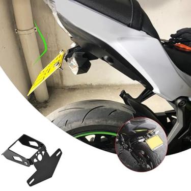 Imagem de Suporte de placa de licença ajustável para eliminador de para-lama para motocicleta (para veículo Kawasaki) Ninja650 Z650 Ninja 650 compatível com luz de seta OEM/luz de placa de licença OEM
