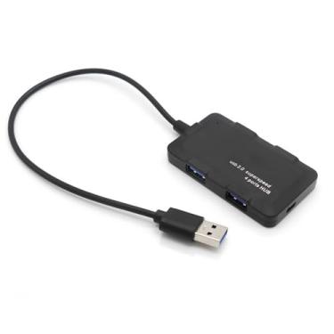 Imagem de Hub USB 2.0 4 em 1 com cabo de 30 cm, expansor de hub USB de 4 portas para laptop, PC, desktop, pen drive e muito mais, transferência de dados de alta velocidade, preto