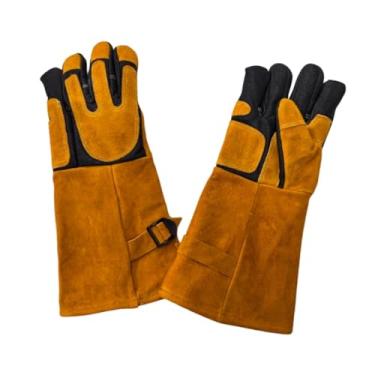 Imagem de Baoblaze Luvas para Manuseio de Animais, Resistentes ao Calor, para Cães e Gatos, Anti-Mordidas, Ideais para Agarrar, Tosar Cobras, Jardinagem e Cozinha, Preto Amarelo