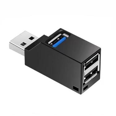 Imagem de Hub USB 3.0 3 em 1, hub USB em forma de apito com 3 portas, design de corda suspensa, portátil leve, transferência de dados de alta velocidade para laptop e muito mais (preto