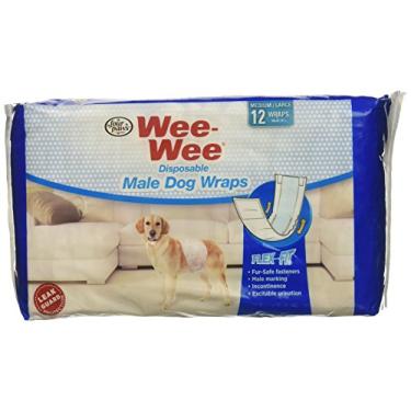Imagem de Pacote com 36 embalagens de produtos Wee-Wee descartáveis para cães machos, tamanho médio/grande (3 pacotes com 12 envoltórios cada)