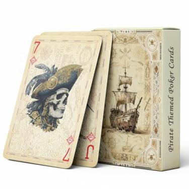 Imagem de strublfe Pirate Series NO.6 Playing Cards, Retro Style Poker Cards, 54 Unique Illustrations Playing Card, Double-Sided Anti Slip Pattern Design, Suitable for Collection and Gift.