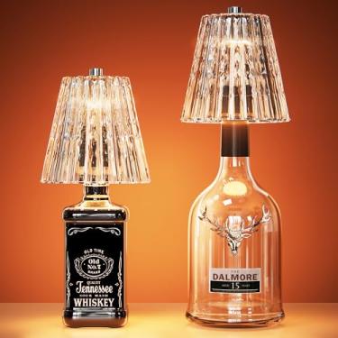 Imagem de ONLYWIN Lâmpada de garrafa sem fio recarregável por USB com abajur de cristal, garrafa com controle de toque em 3 cores, regulação suave, lâmpada de garrafa de vinho para decoração de bar, iluminação