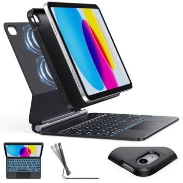 Imagem de CHESONA Keyboard Case for iPad (A16) 11th 2025/10th Generation 10.9-inch 2022, 7-Color Backlit with Removable Protective Case, Floating Cantilever Stand, Portrait/Landscape Mode, Smart Trackpad, Black