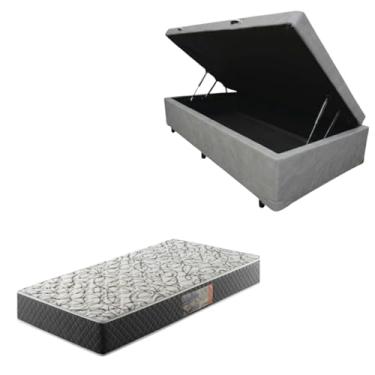 Imagem de Cama Box Baú Blindada com Colchão de Espuma D33 20cm (CORINO CINZA, Solteiro)