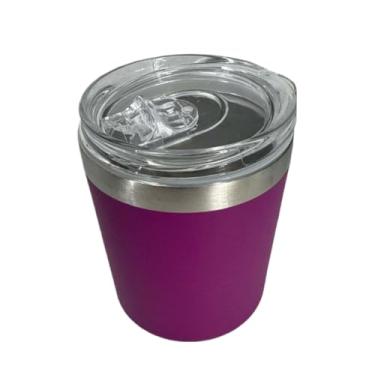 Imagem de Caneca Termica Copo TéMico Aço Inox Com Tampa AcríLico 250ml RemovíVel Quente Ou Gelado Leite Suco Agua(COPO 250ML GZ-536 ROXO)