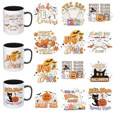 Imagem de Elewins Adesivos UV DTF de Halloween - 12 folhas de bruxa citações de Halloween UV DTF envoltório de copo para canecas de vidro café, decalques DIY para copos, esfregar à prova d'água em