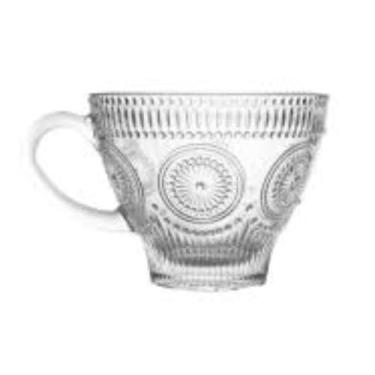 Imagem de Kit Jogo com 3 Xícaras de Vidro, Design Clássico, Transparente, Vidro Trabalhado, Decorativo para Mesa Xícara de Café